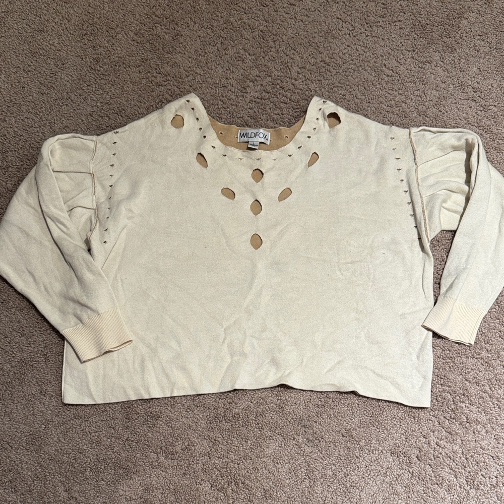 Wildfox Ivory Cut-Out Sweater